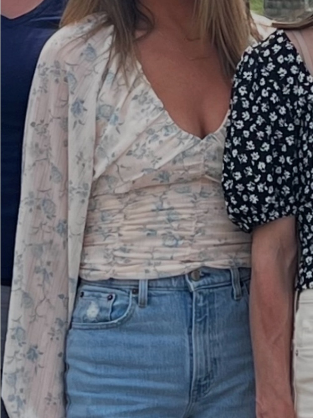 Free People Floral Top w/ Ruched Front - Picture 2 of 6